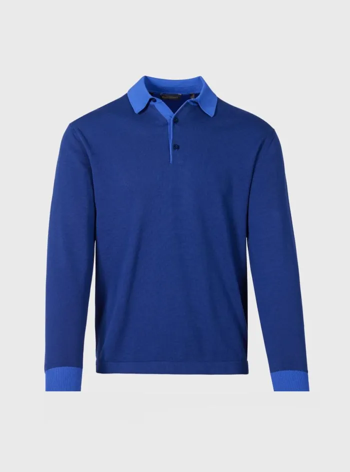 Men Paul Stuart Polos and TShirts Cotton Long Sleeve Polo Navy