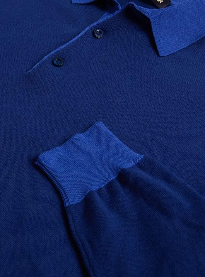 Men Paul Stuart Polos and TShirts Cotton Long Sleeve Polo Navy