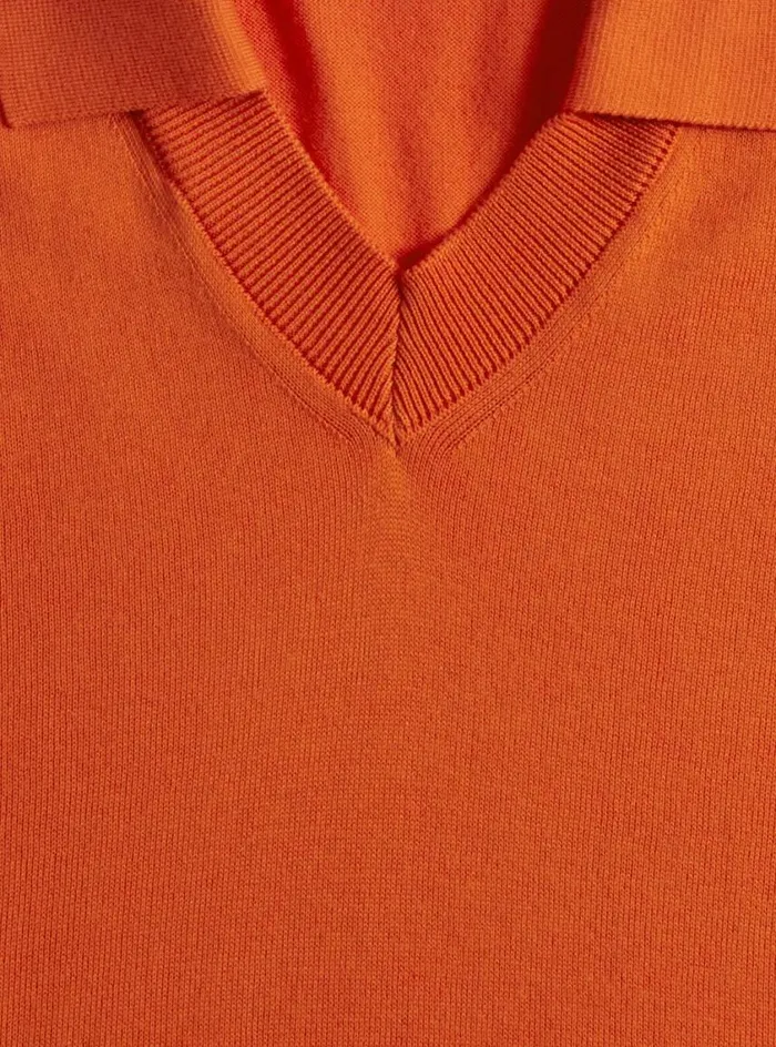 Men Paul Stuart Polos and TShirts Organic Cotton Open Collar Polo Orange