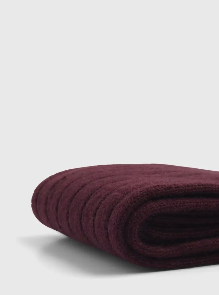 Men Paul Stuart Socks Cashmere Ribbed Sock Burgundy