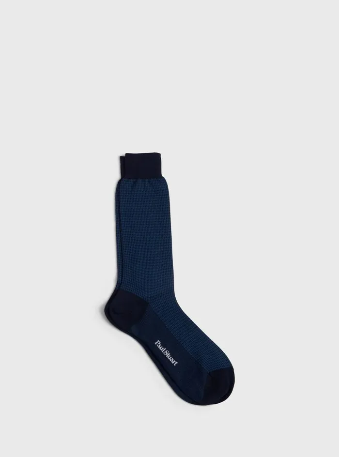 Men Paul Stuart Socks Cotton Houndstooth Sock Petrol