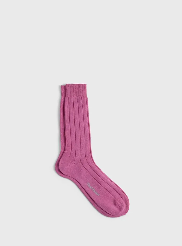 Men Paul Stuart Socks Mercerized Cotton Ribbed Sock Pink