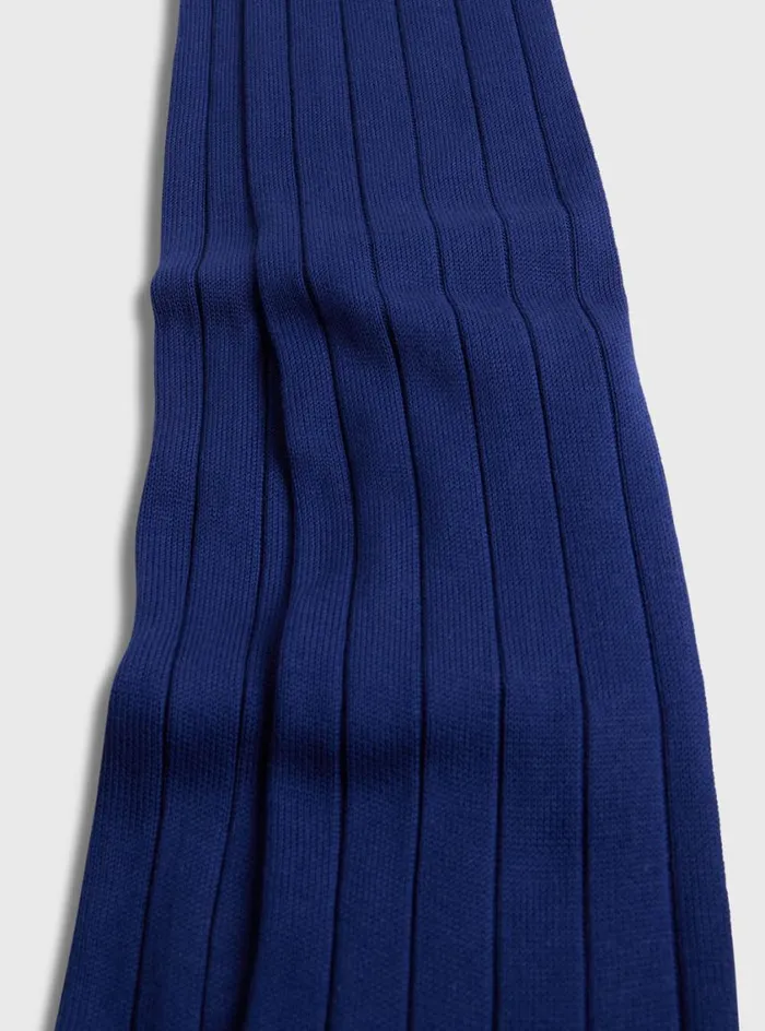 Men Paul Stuart Socks Pima Cotton Wide Rib Sock Dark Blue