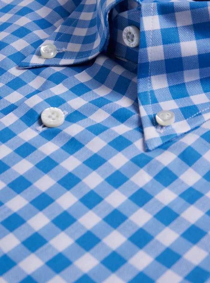 Men Paul Stuart Sport Shirts Cotton Gingham Sport Shirt Blue
