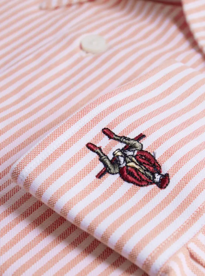 Men Paul Stuart Sport Shirts Cotton Oxford Striped Sport Shirt Orange