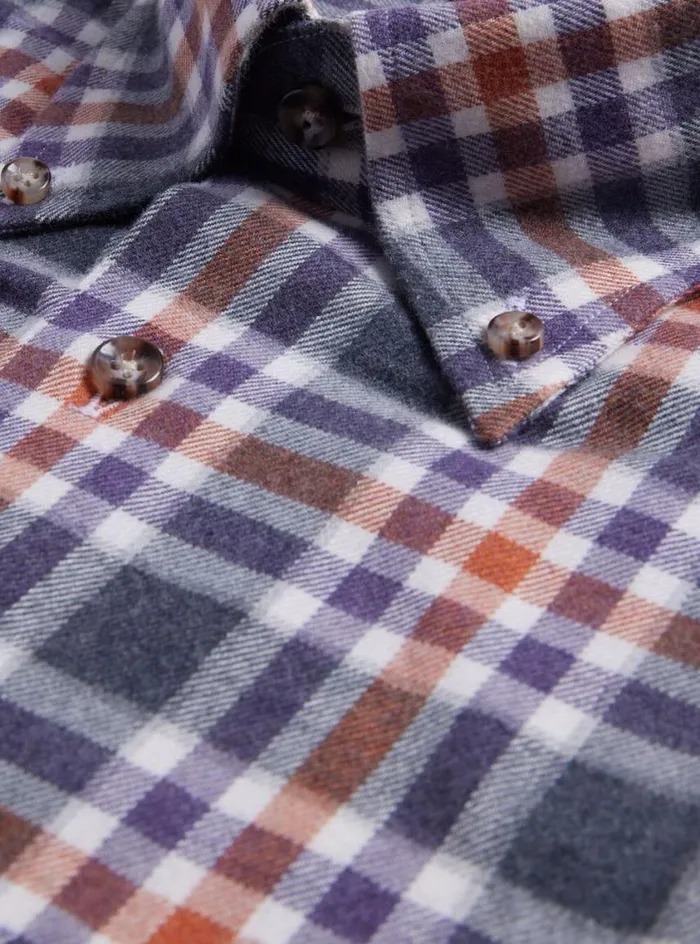 Men Paul Stuart Sport Shirts Flannel Plaid Sport Shirt Orangepurple