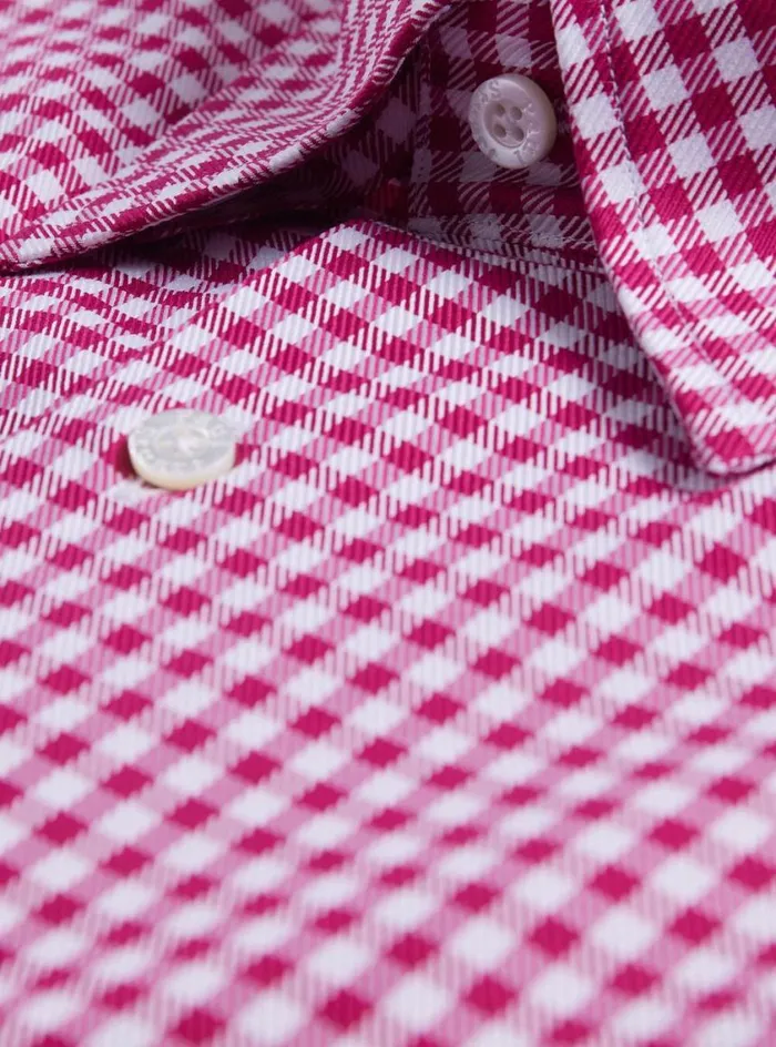 Men Paul Stuart Sport Shirts Gingham Check Twill Sport Shirt Pink