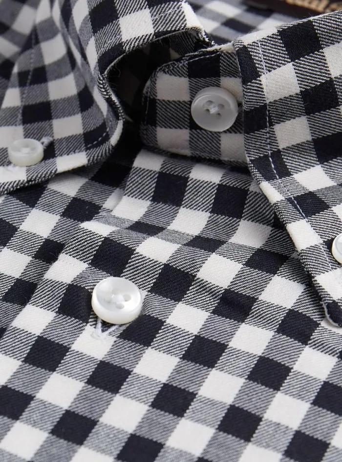 Men Paul Stuart Sport Shirts Gingham Flannel Sport Shirt Black