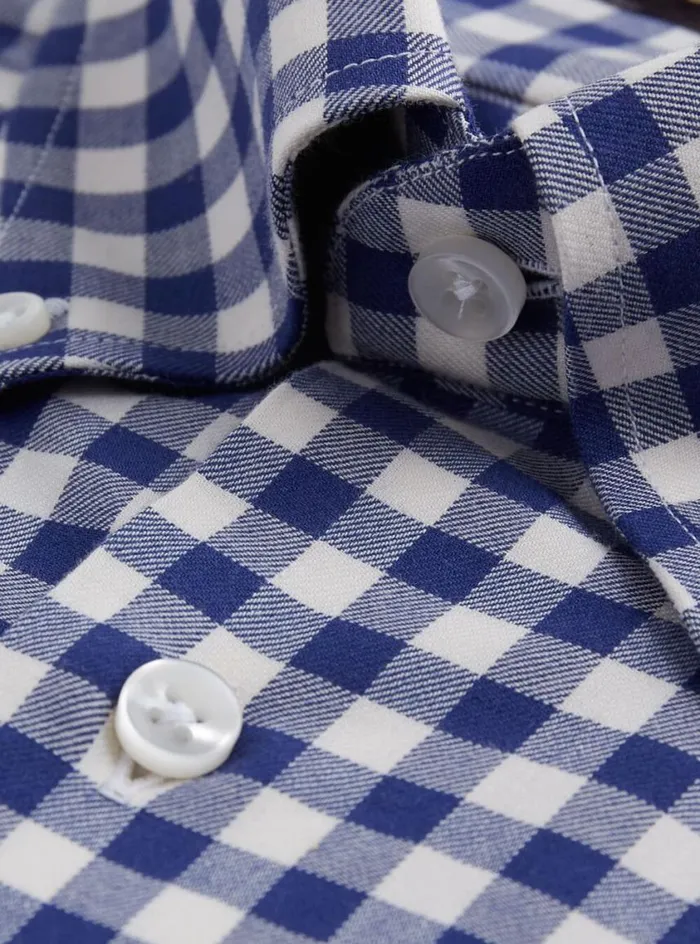 Men Paul Stuart Sport Shirts Gingham Flannel Sport Shirt Navy