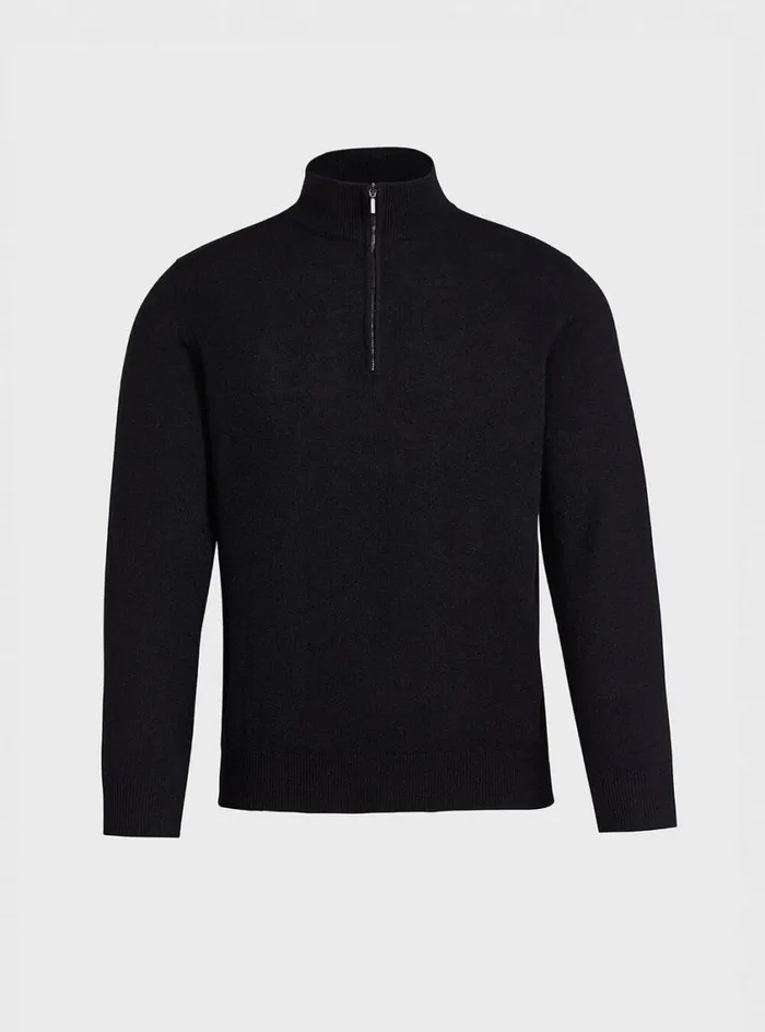 Men Paul Stuart Sweaters Cashmere 14 Zip Sweater Black
