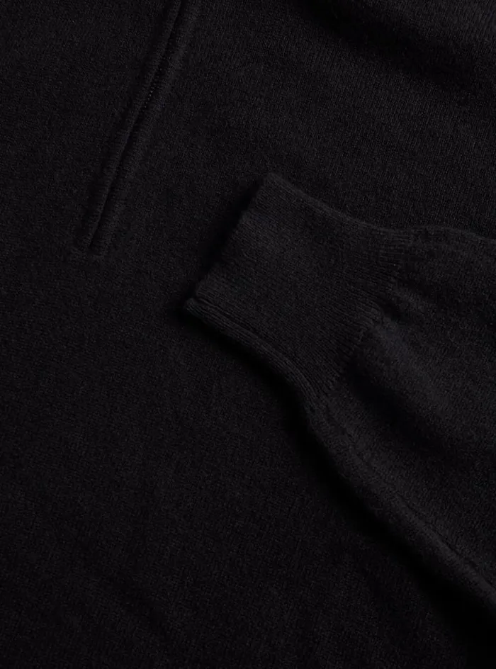 Men Paul Stuart Sweaters Cashmere 14 Zip Sweater Black