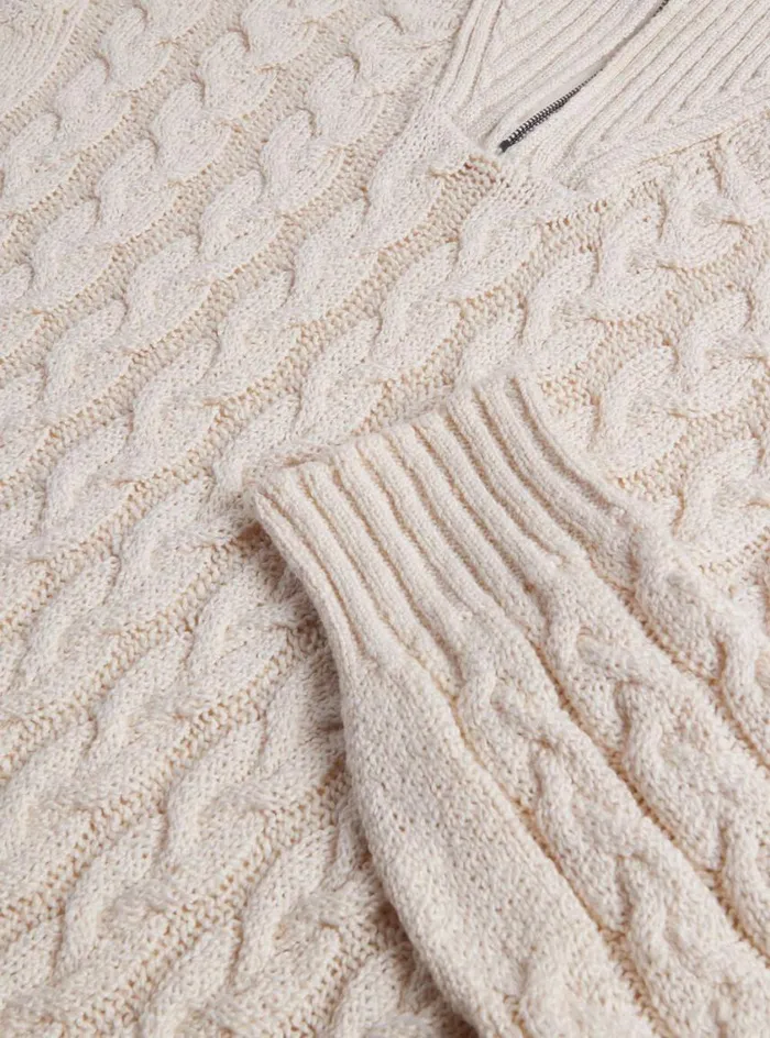 Men Paul Stuart Sweaters Cotton Cable Zip Neck Pullover White Men Paul Stuart Sweaters Cotton Cable Zip Neck Pullover White