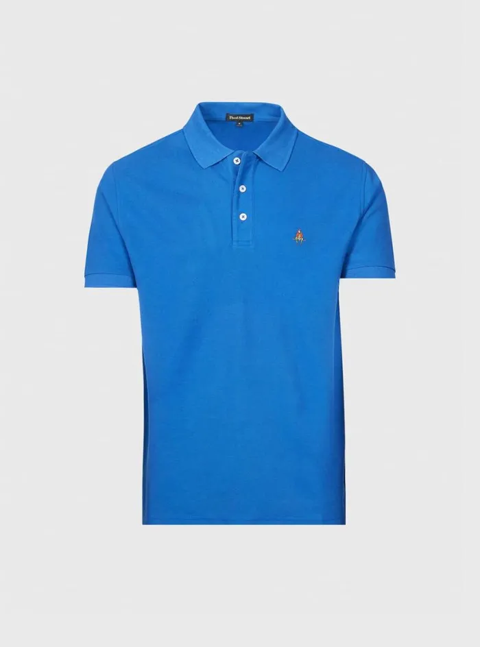 Men Paul Stuart Sweaters Cotton Piqu Logo Polo Cadet Blue