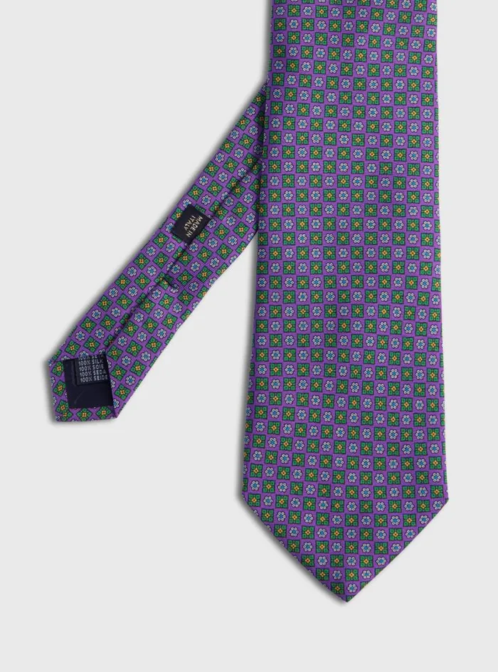 Men Paul Stuart Ties Silk Twill Floral Medallion Tie Purple