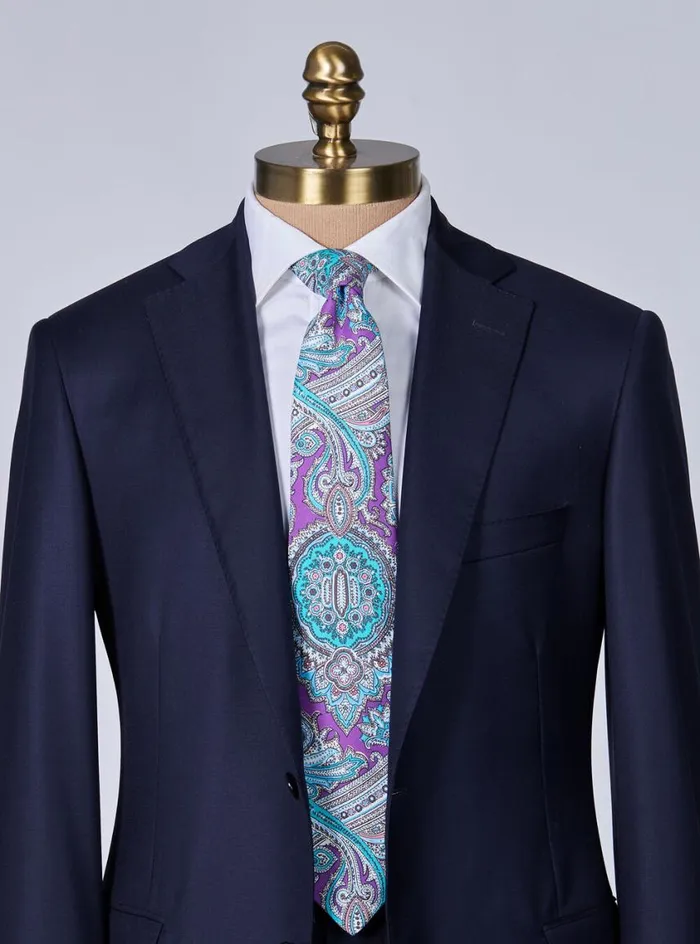 Men Paul Stuart Ties Silk Twill Paisley Print Tie Lavender