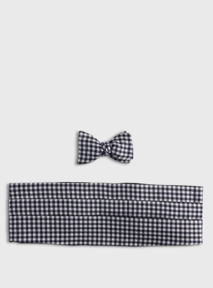 Men Paul Stuart Ties Woven Silk Formal Set Blackcream