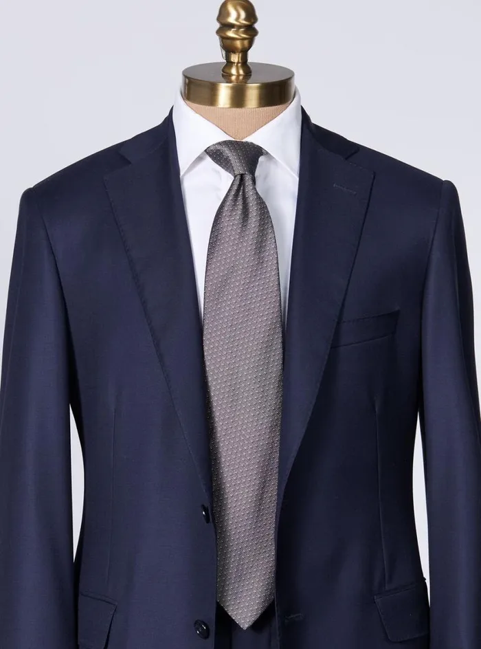 Men Paul Stuart Ties Woven Silk Micro Pattern Tie Silver