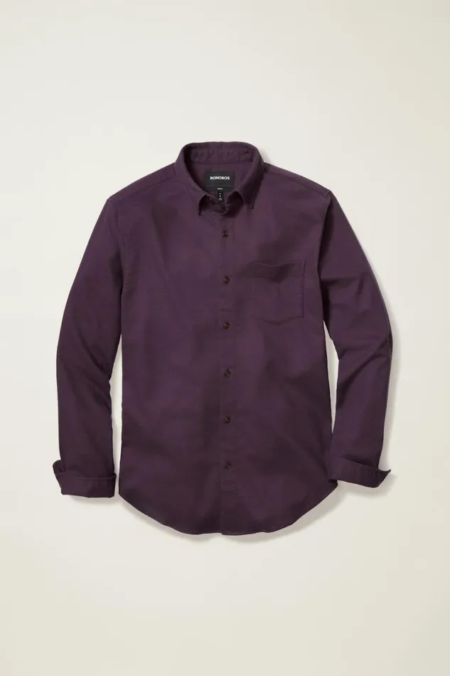 Men Performance Flannel Shirt Berry Houndstooth Bonobos Casual Shirts