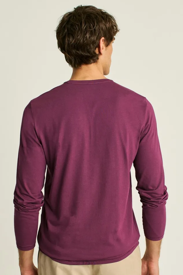 Men Pima Performance Long Sleeve Henley Port Wine Bonobos Henleys