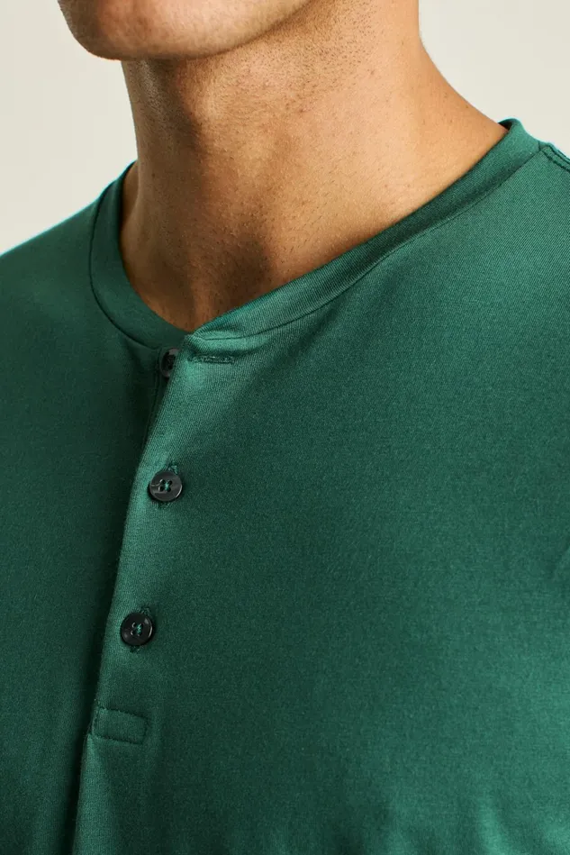 Men Pima Performance Short Sleeve Henley Forest Green Bonobos Henleys