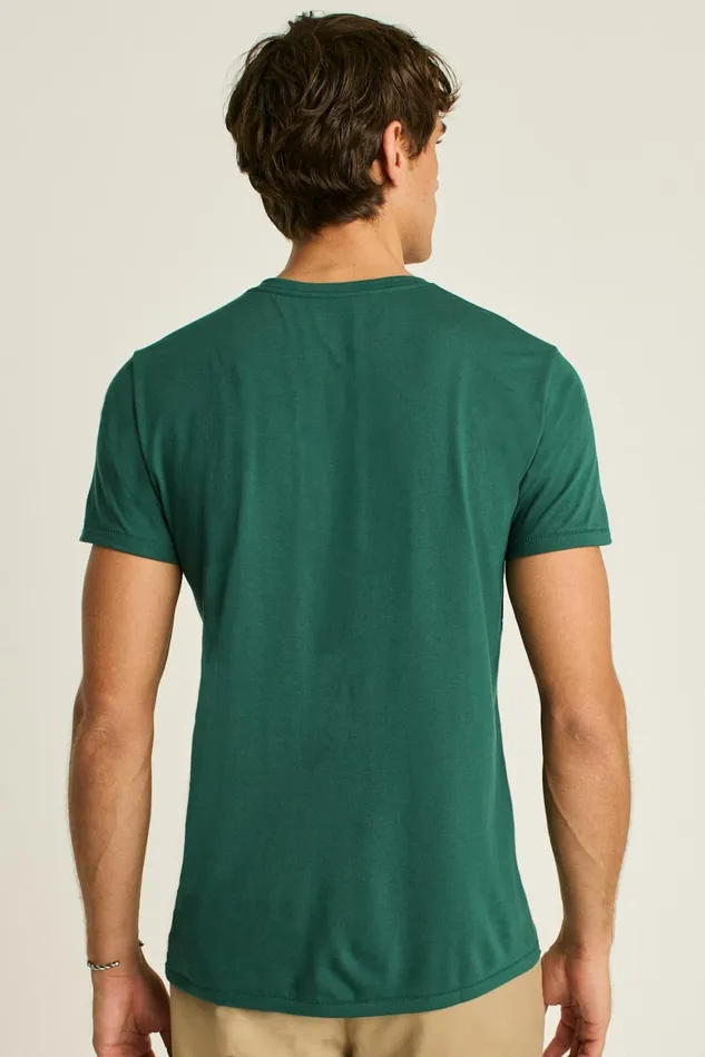 Men Pima Performance Short Sleeve Henley Forest Green Bonobos Henleys