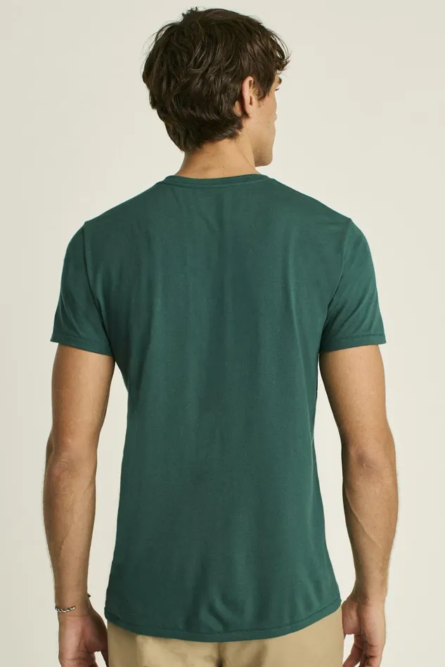 Men Pima Performance Short Sleeve Henley Forest Green Bonobos Henleys
