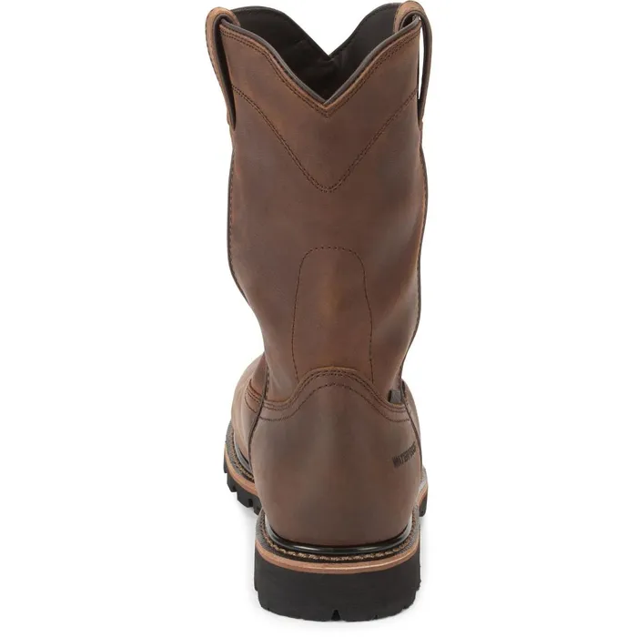 MEN Pulley 10034 Waterproof Comp Toe Brown Justin Boots Work