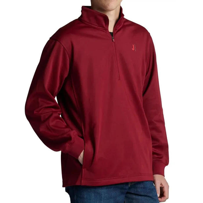 MEN Quarter Zip Fleece Pullover Red Heather Justin Boots Outerwear