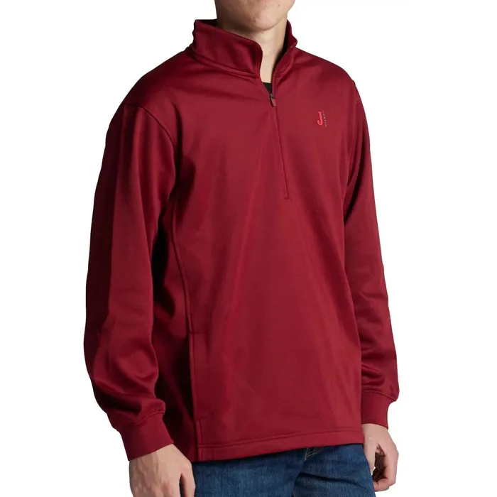 MEN Quarter Zip Fleece Pullover Red Heather Justin Boots Outerwear