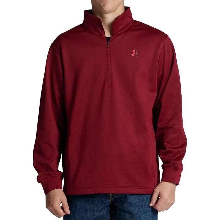 MEN Quarter Zip Fleece Pullover Red Heather Justin Boots Outerwear