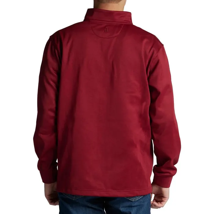 MEN Quarter Zip Fleece Pullover Red Heather Justin Boots Outerwear