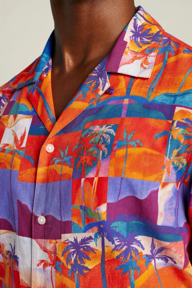 Men Riviera Cabana Shirt Orange Paradise Bonobos Casual Shirts