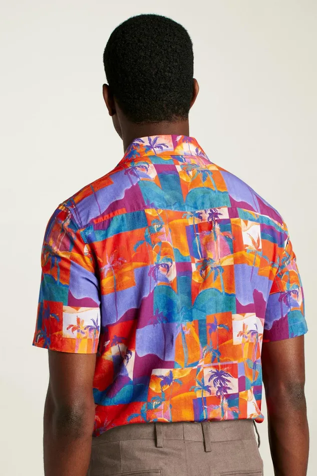 Men Riviera Cabana Shirt Orange Paradise Bonobos Casual Shirts