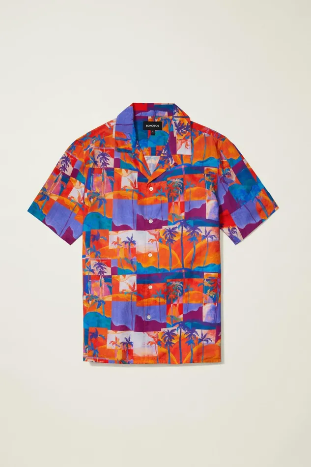 Men Riviera Cabana Shirt Orange Paradise Bonobos Casual Shirts