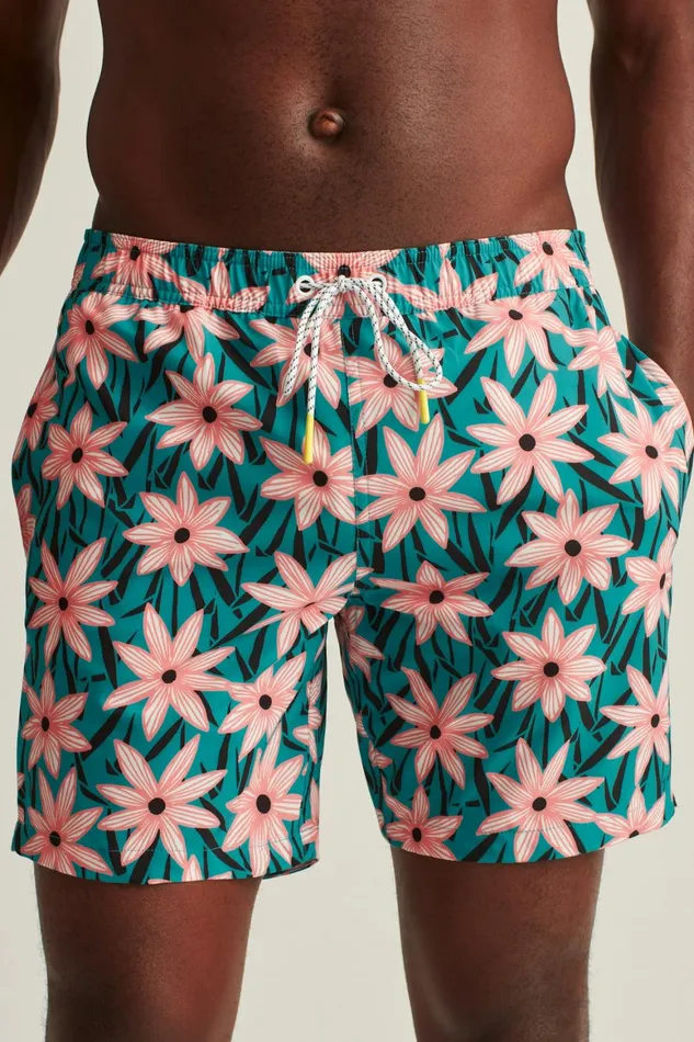 Men Riviera Recycled Swim Trunks Agave Floral Bonobos Swim Trunks