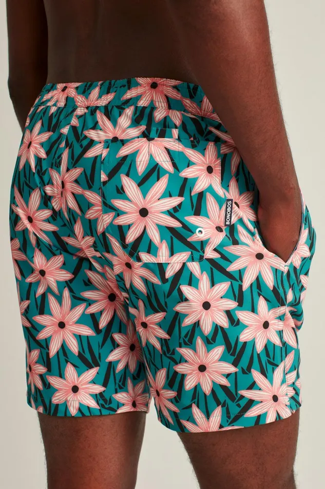 Men Riviera Recycled Swim Trunks Agave Floral Bonobos Swim Trunks
