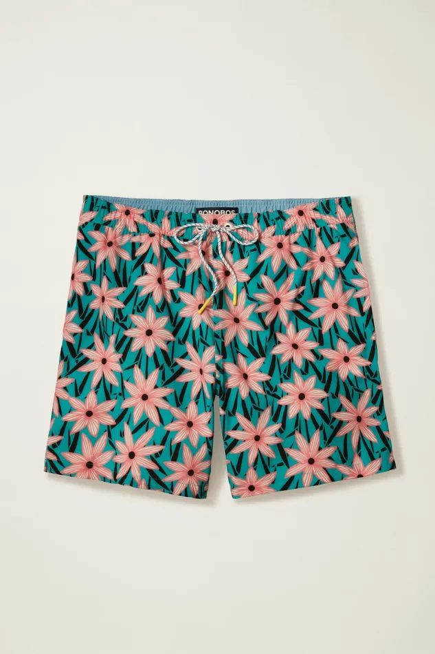Men Riviera Recycled Swim Trunks Agave Floral Bonobos Swim Trunks