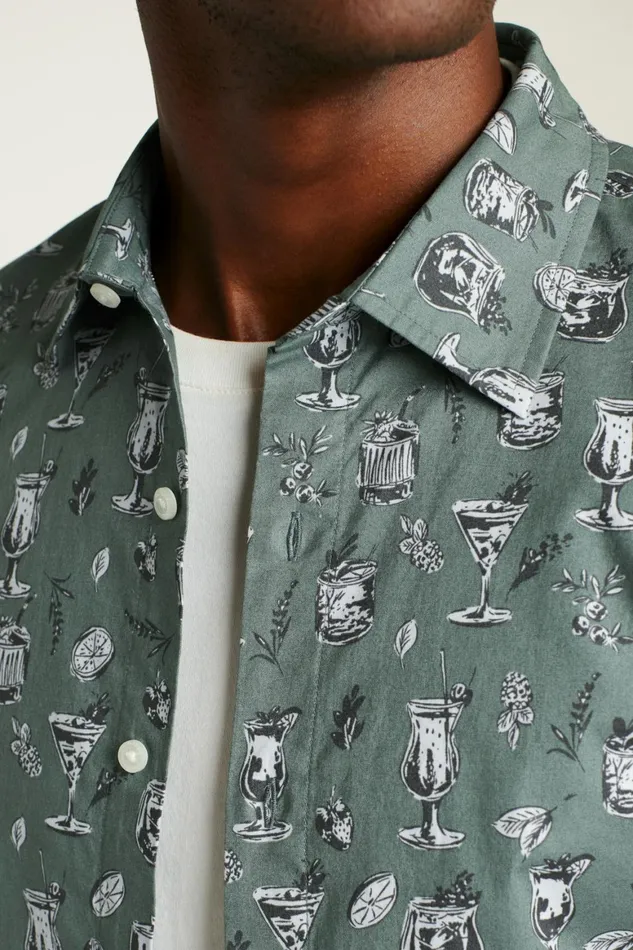Men Riviera Short Sleeve Shirt Green Tiki Bar Bonobos Casual Shirts