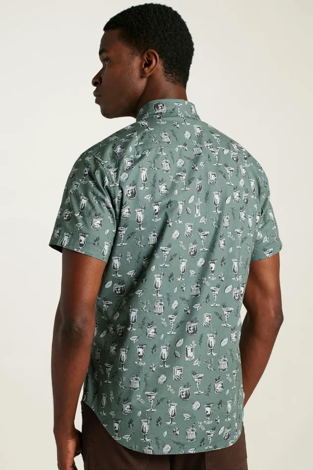 Men Riviera Short Sleeve Shirt Green Tiki Bar Bonobos Casual Shirts