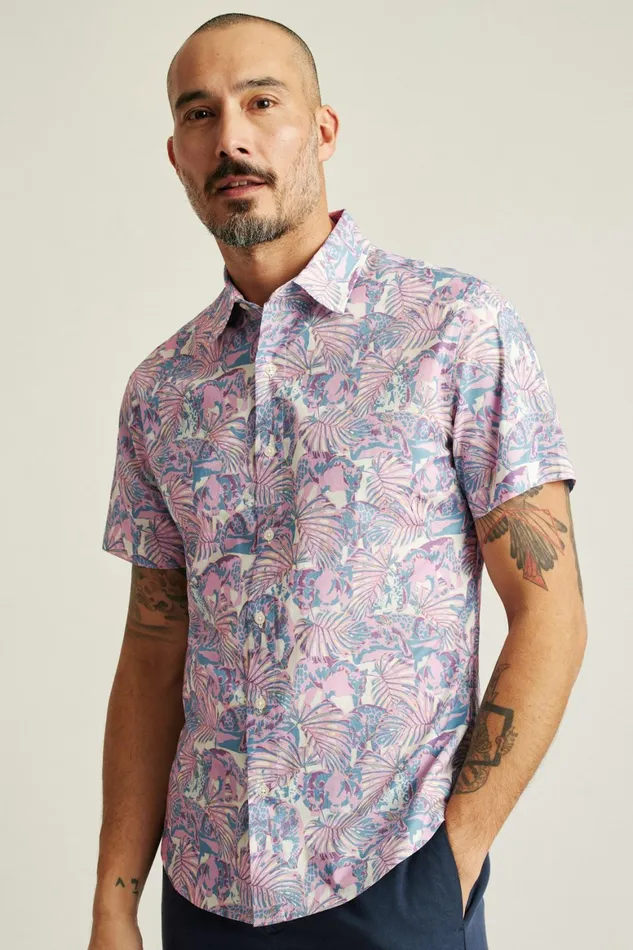 Men Riviera Short Sleeve Shirt Lavender Prowlers Bonobos Casual Shirts