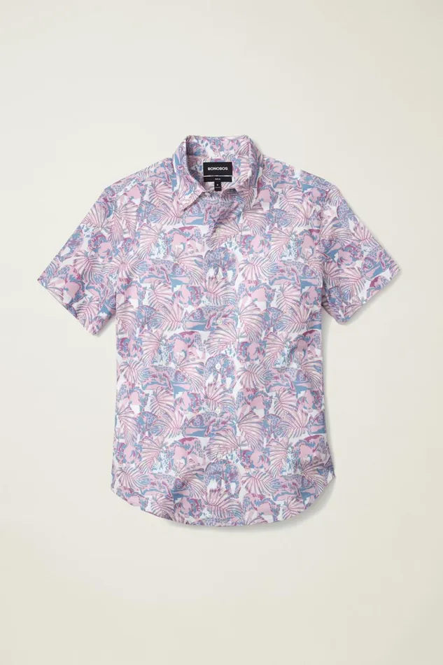 Men Riviera Short Sleeve Shirt Lavender Prowlers Bonobos Casual Shirts