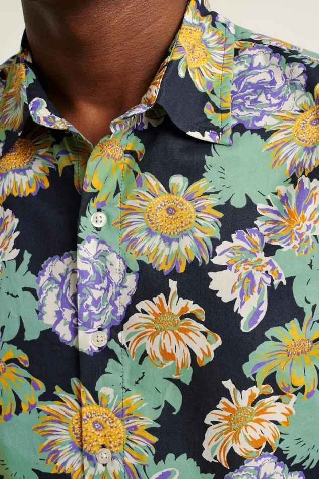 Men Riviera Short Sleeve Shirt Navy Chesapeake Floral Bonobos Casual Shirts