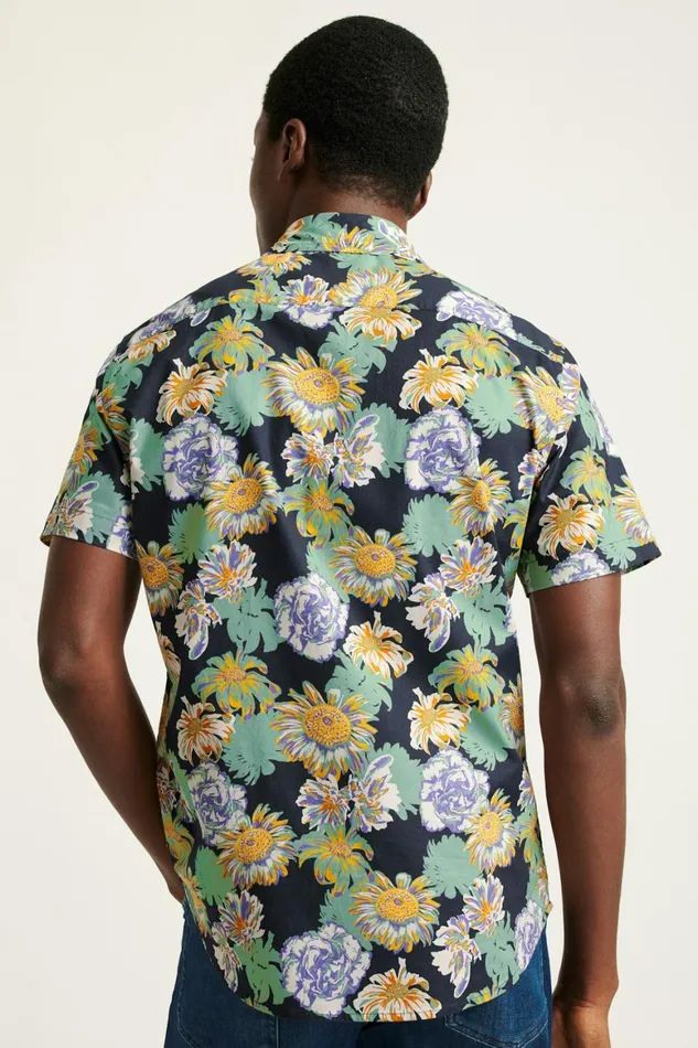 Men Riviera Short Sleeve Shirt Navy Chesapeake Floral Bonobos Casual Shirts
