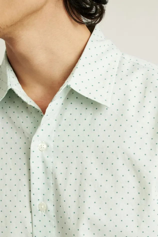 Men Riviera Short Sleeve Shirt Sage Green Dot Bonobos Casual Shirts