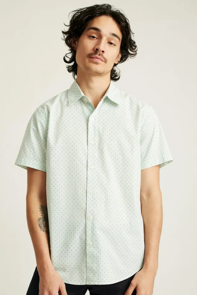 Men Riviera Short Sleeve Shirt Sage Green Dot Bonobos Casual Shirts