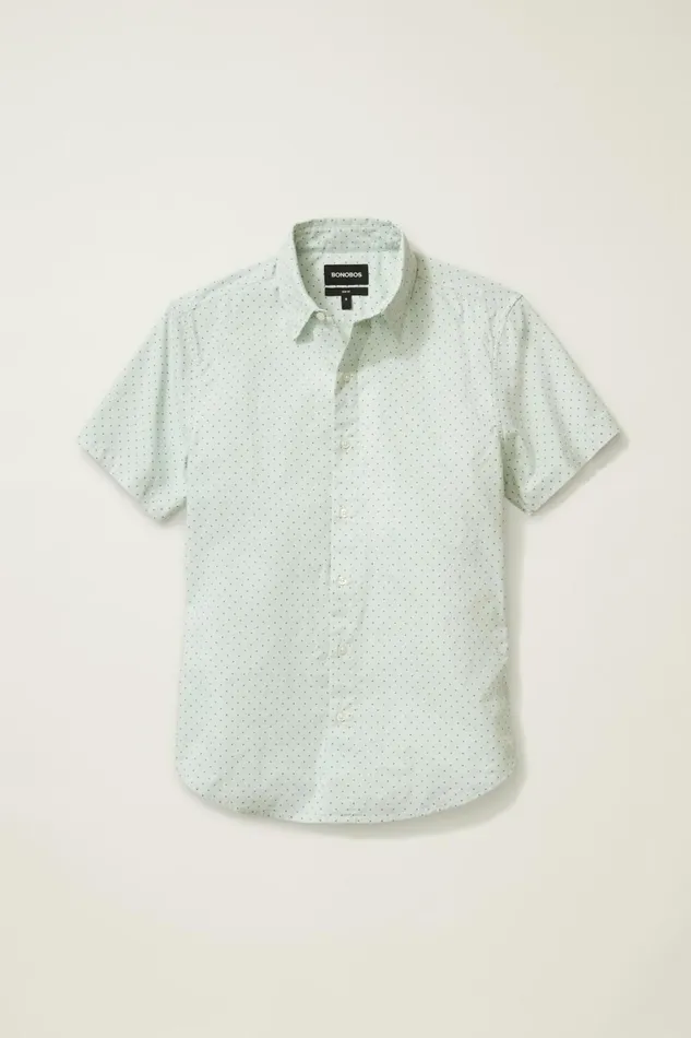 Men Riviera Short Sleeve Shirt Sage Green Dot Bonobos Casual Shirts