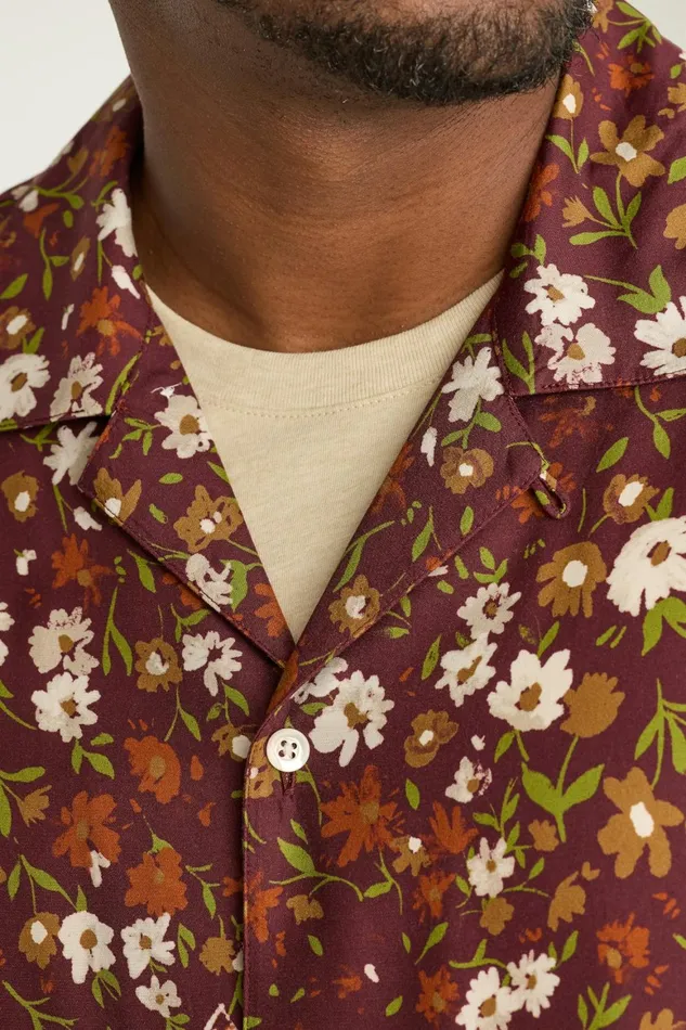 Men Riviera Silk Blend Cabana Shirt Regal Floral Bonobos Casual Shirts