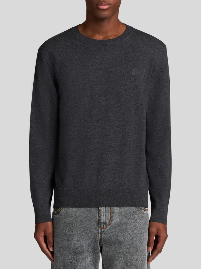 Men Round Neck Wool Jumper Etro Knitwear