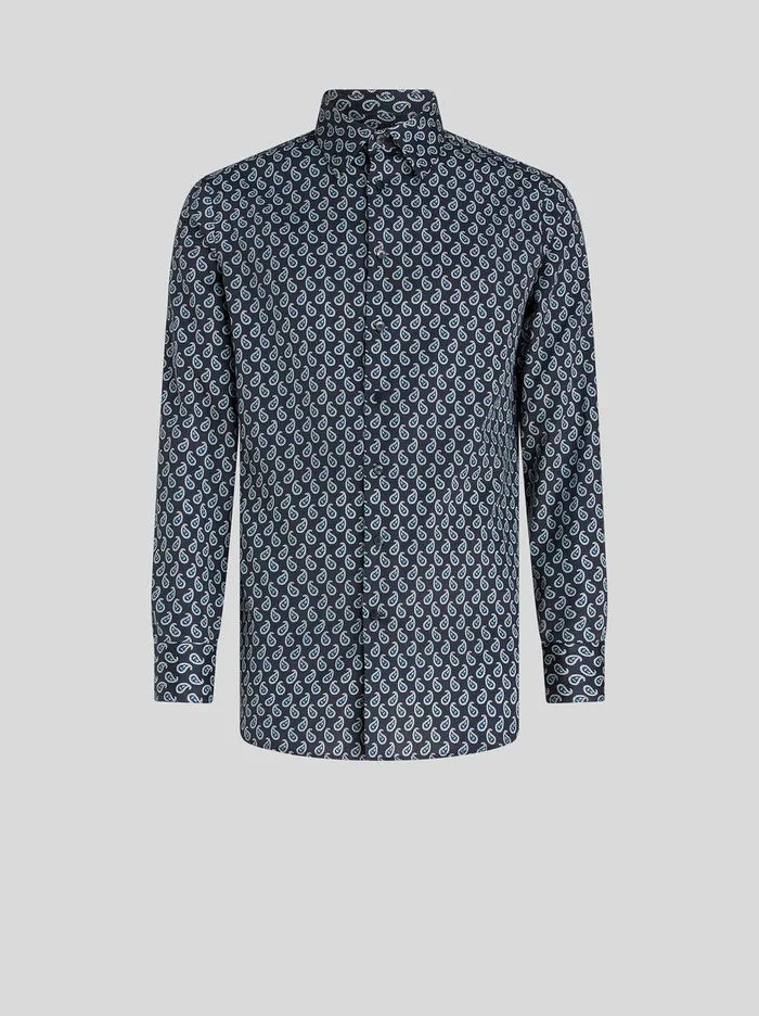 Men Shirt With Micro Paisley Print Etro Shirts