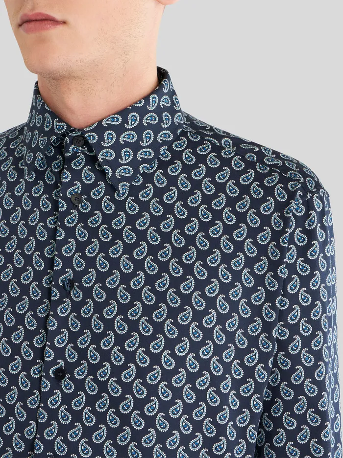 Men Shirt With Micro Paisley Print Etro Shirts